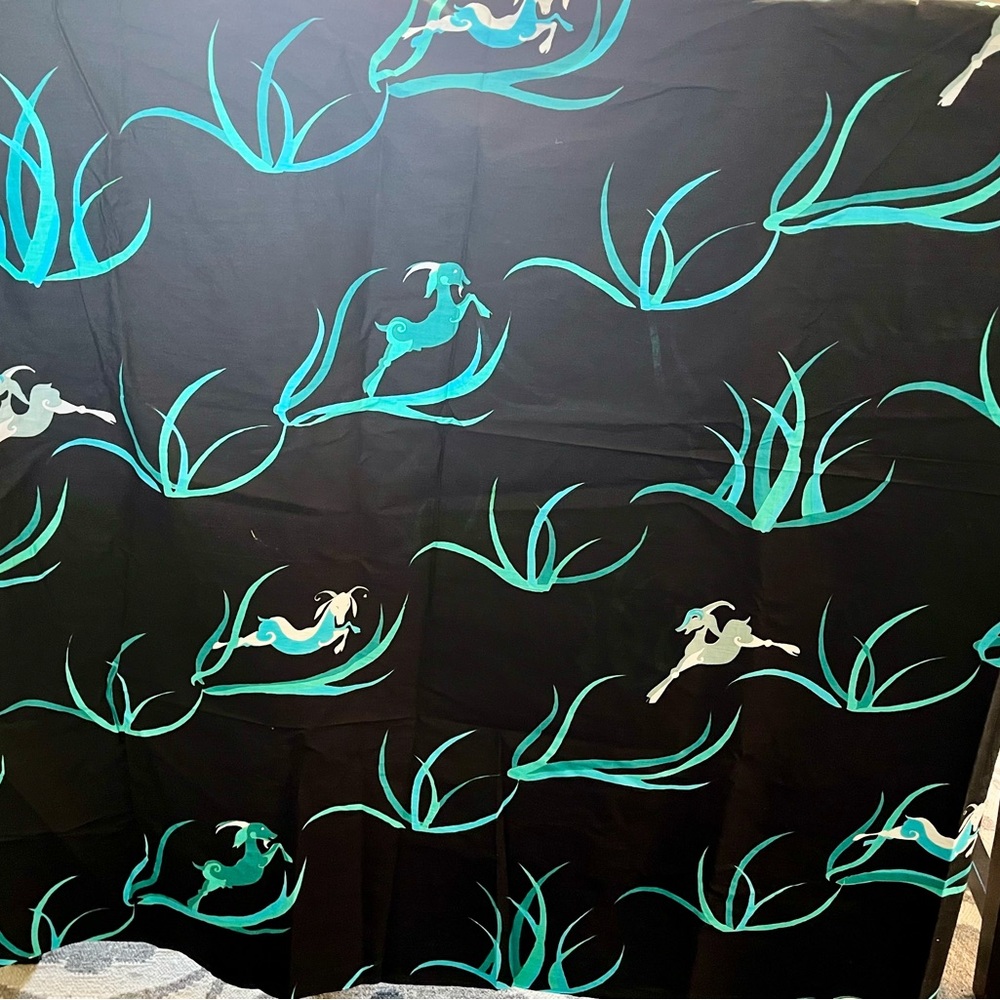 John Hardy Black/Teal Sarong or Scarf  with Abstract Design